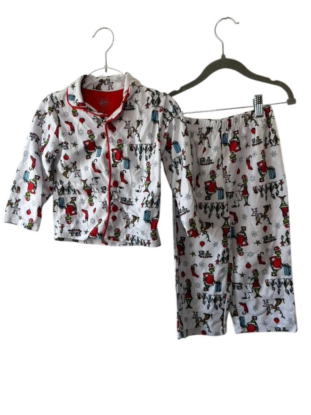 Dr. Suess THE GRINCH White & Red 2 pc Pajama Set  Size 3T
